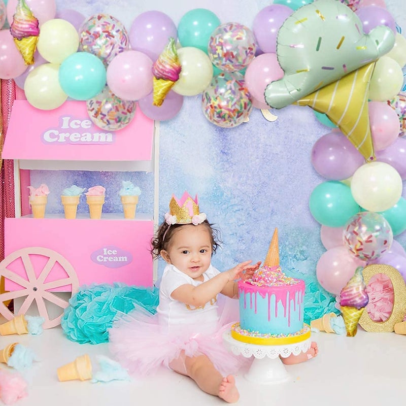 Party Propz Party Propz Birthday Balloon Arch Decoration Combo With Multicolor Latex Balloons Ice Cream Foil Balloons Multicolor Confetti Balloons64 Pcs - Image 5