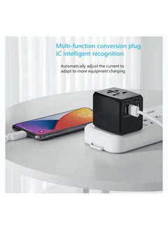 TYCOM Travel Adapter,Worldwide All in One Universal Power Plug Adapter with Dual USB Ports for USA EU UK AUS Cell Phone Laptop (SKT-HHT904-4U2C-Black)  - Image 5