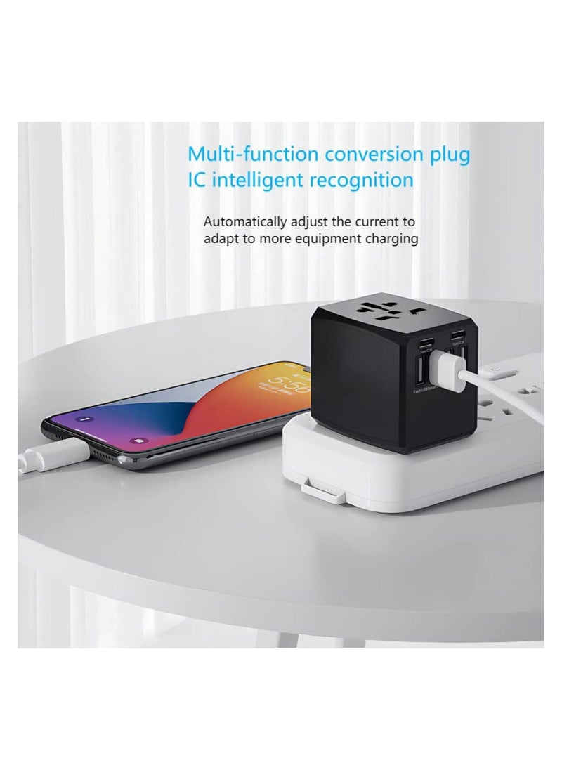 TYCOM Travel Adapter,Worldwide All in One Universal Power Plug Adapter with Dual USB Ports for USA EU UK AUS Cell Phone Laptop (SKT-HHT904-4U2C-Black)  - Image 5