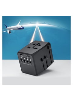TYCOM Travel Adapter,Worldwide All in One Universal Power Plug Adapter with Dual USB Ports for USA EU UK AUS Cell Phone Laptop (SKT-HHT904-4U2C-Black)  - Image 2