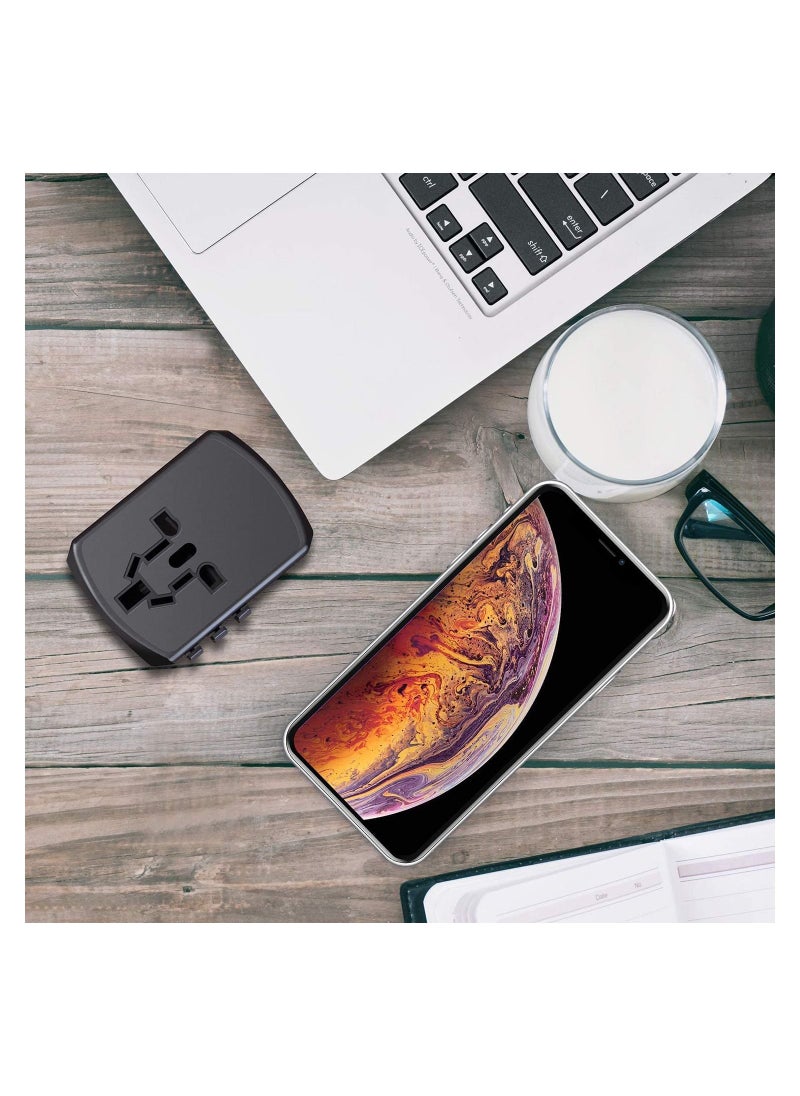 TYCOM Travel Adapter,Worldwide All in One Universal Power Plug Adapter with Dual USB Ports for USA EU UK AUS Cell Phone Laptop (SKT-HHT904-4U2C-Black)  - Image 4