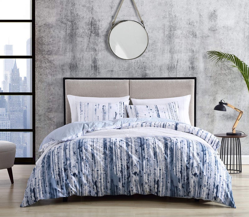 City Scene - Queen Duvet Cover Set, 100% Soft & Reversible Cotton Bedding for Year Round Comfort, 3 Piece Bed Set with Matching Pillowcases (Sokal Blue) - Image 2