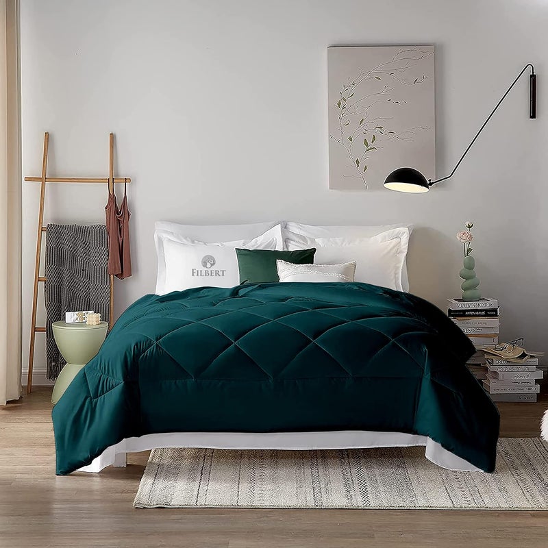 Filbert 400 GSM Microfiber Polyster Rajai Single Bed Comforter Super Soft Heavy Single Bed DoharBlanket for Winter Diamond Stitch 60 x 90 Inches152cm x 228cm Comforter Single BedTeal - Image 1