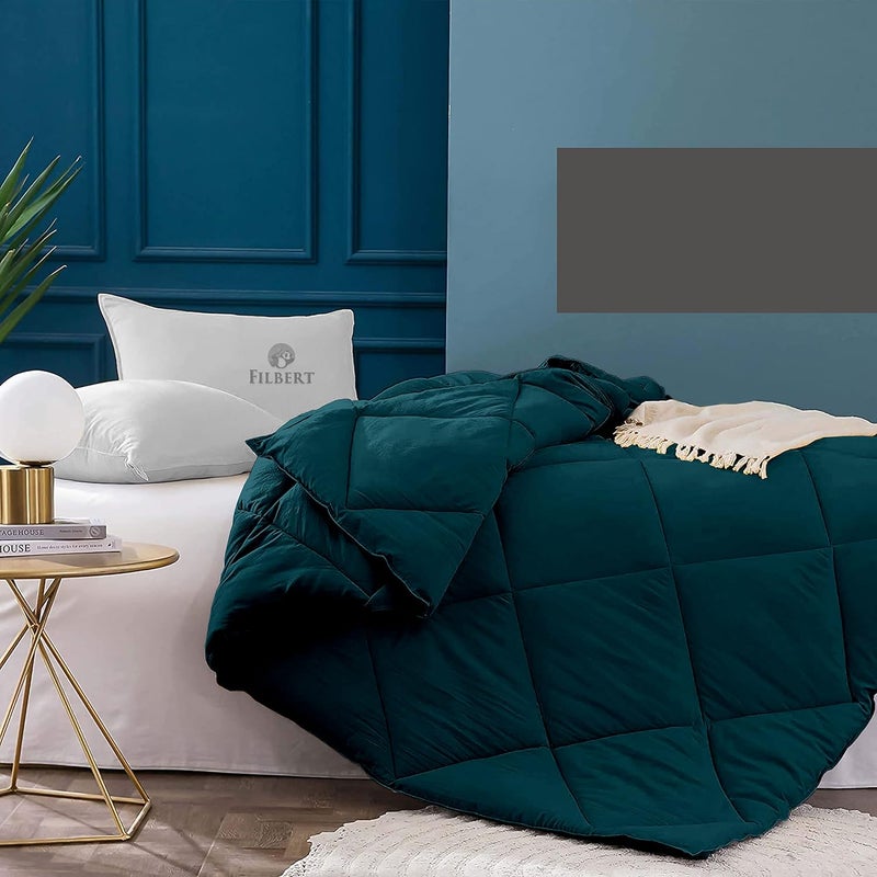 Filbert 400 GSM Microfiber Polyster Rajai Single Bed Comforter Super Soft Heavy Single Bed DoharBlanket for Winter Diamond Stitch 60 x 90 Inches152cm x 228cm Comforter Single BedTeal - Image 2