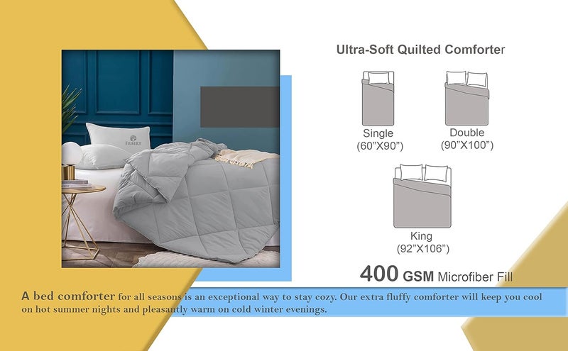 Filbert 400 GSM Microfiber Polyster Rajai Single Bed Comforter Super Soft Heavy Single Bed DoharBlanket for Winter Diamond Stitch 60 x 90 Inches152cm x 228cm Comforter Single BedTeal - Image 4