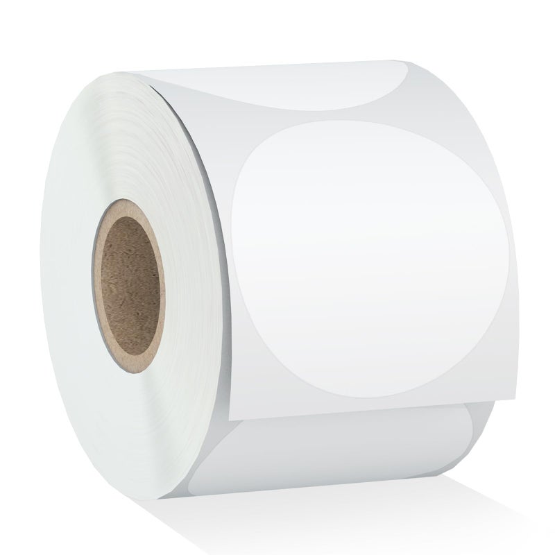 Misofuki 2" 750 Labels White Circle Direct Thermal Stickers Labels Roll Compatible with Zebra, Rollo, MUNBYN, Self-Adhesive Round Direct Thermal Labels - Image 1