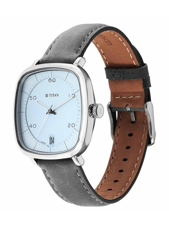 TITAN ساعة تيتان كلاسيك التناظرية بقرص دائري رمادي وحزام رمادي للرجال - Image 3