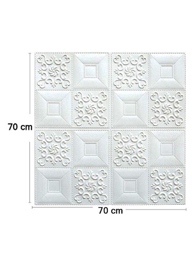 5-Piece 3D Foam Bricks Wall Sticker Set White/Gold 70 x 70centimeter  - Image 2