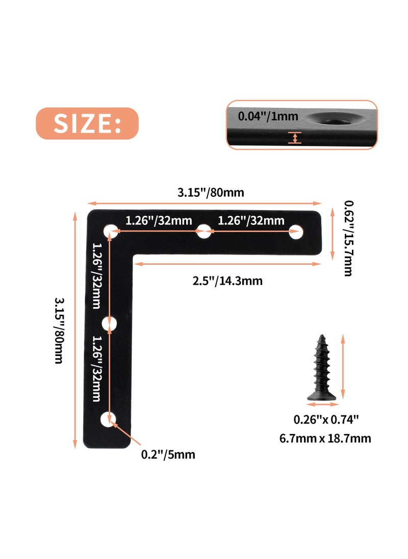 Generic - 20 Pcs Heavy Duty L Shaped Corner Brackets for Wood Shelves and Furniture Supports in Stainless Steel - Image 1