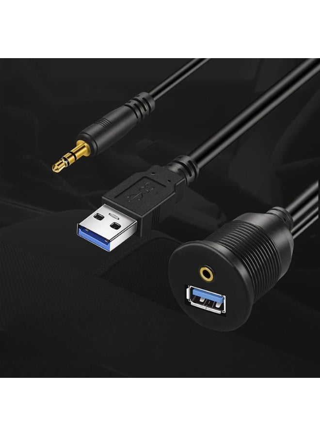 كابل التثبيت المدمج في لوحة القيادة ومنفذ تثبيت لوحة القيادة ومقبس AUX وموصل التوصيل وسلك التمديد للسيارة والشاحنة والمقطورة والقارب والدراجة النارية - Image 3