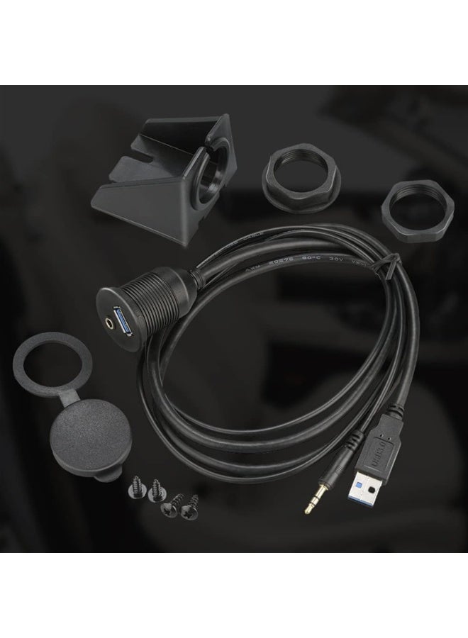 كابل التثبيت المدمج في لوحة القيادة ومنفذ تثبيت لوحة القيادة ومقبس AUX وموصل التوصيل وسلك التمديد للسيارة والشاحنة والمقطورة والقارب والدراجة النارية - Image 2