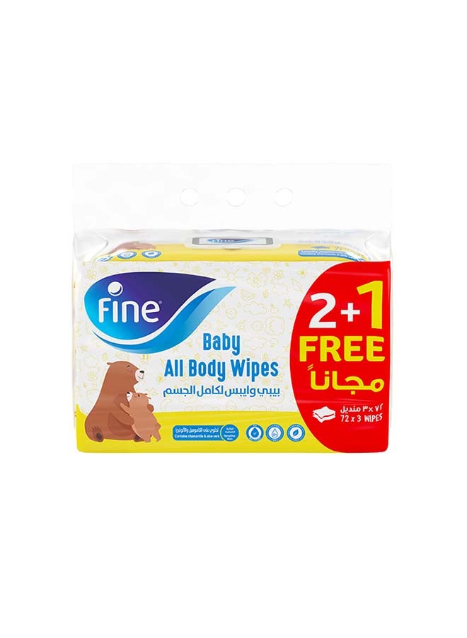 Pack Of 3 Baby Wet Wipes For All Body 72 Count