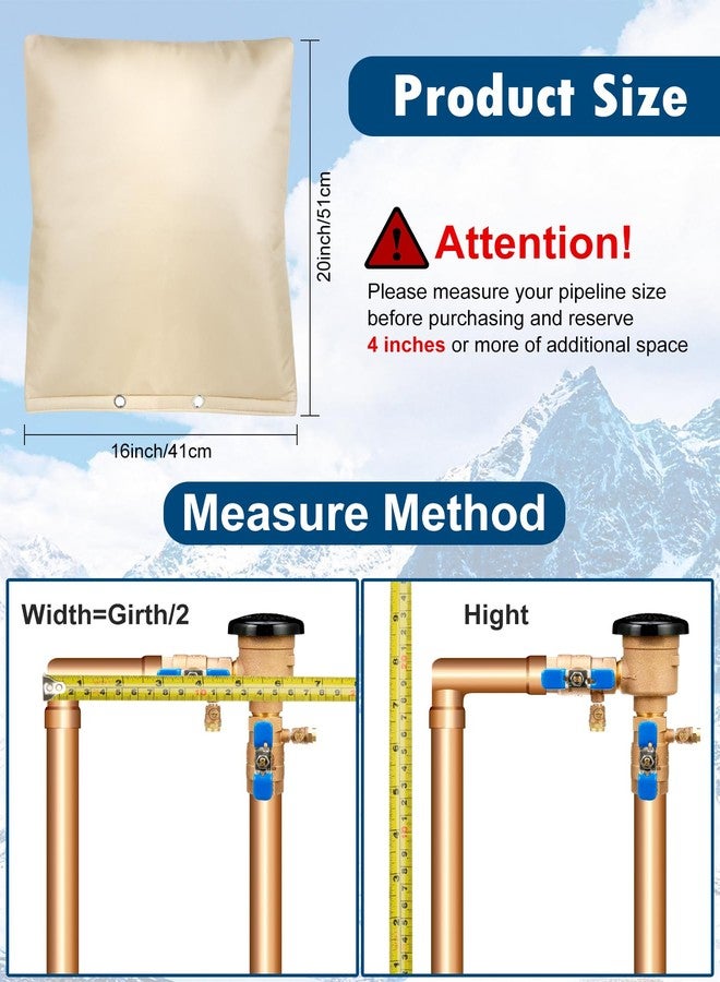 Actgan Backflow Preventer Insulation Cover (5°F), Actgan 16"X20" 5 Layers Outdoor Pressure Vacuum Breaker Cover, Water Well Pump Cover, Sprinkler Valve Cover, Faucet Cover for Winter Freeze Protection Beige - Image 2