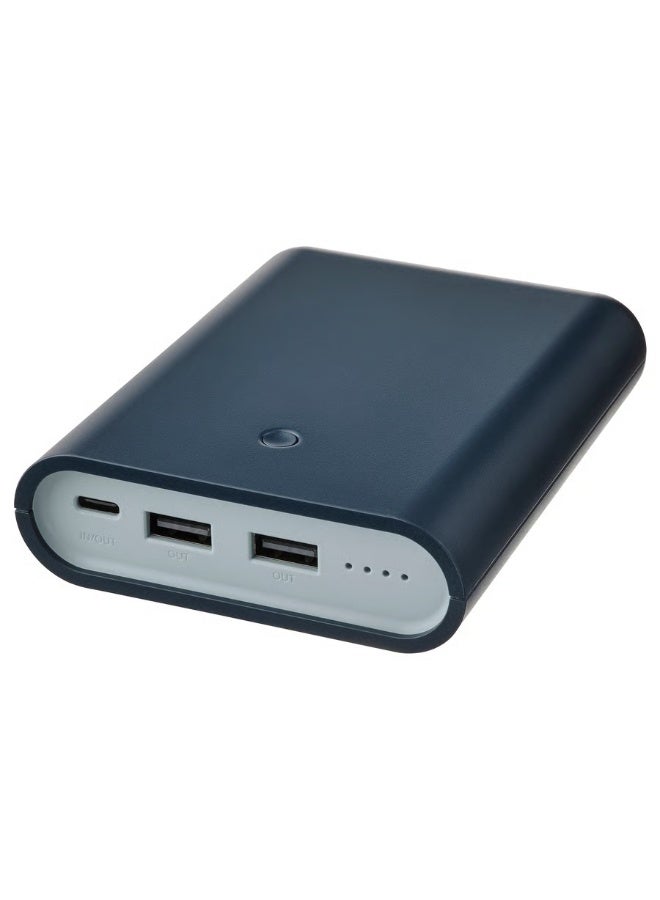 IKEA (IKEA) بطارية محمولة من ايكيا VARMFRONT بسعة 10,400 مللي أمبير | شاحن متنقل سريع الشحن بمنفذ USB-C ومنفذين USB-A | باور بنك عالي الكفاءة للأيفون والأندرويد والأجهزة اللوحية والسفر | تصميم أنيق باللون الأزرق الداكن مع حماية ذكية وأداء قوي - Image 1