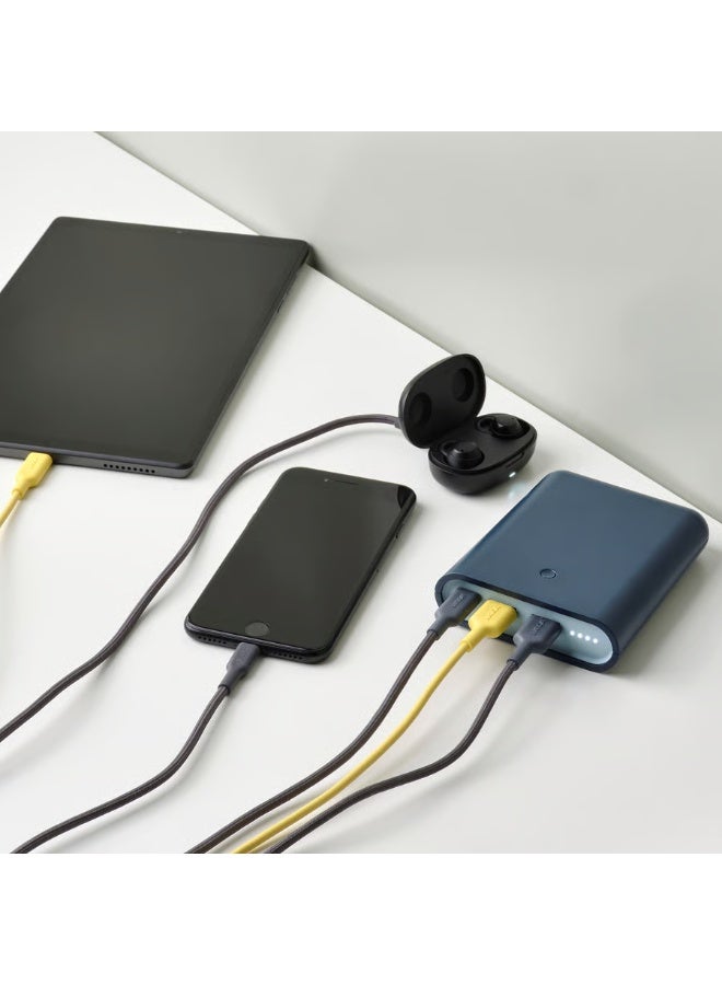 IKEA (IKEA) بطارية محمولة من ايكيا VARMFRONT بسعة 10,400 مللي أمبير | شاحن متنقل سريع الشحن بمنفذ USB-C ومنفذين USB-A | باور بنك عالي الكفاءة للأيفون والأندرويد والأجهزة اللوحية والسفر | تصميم أنيق باللون الأزرق الداكن مع حماية ذكية وأداء قوي - Image 4