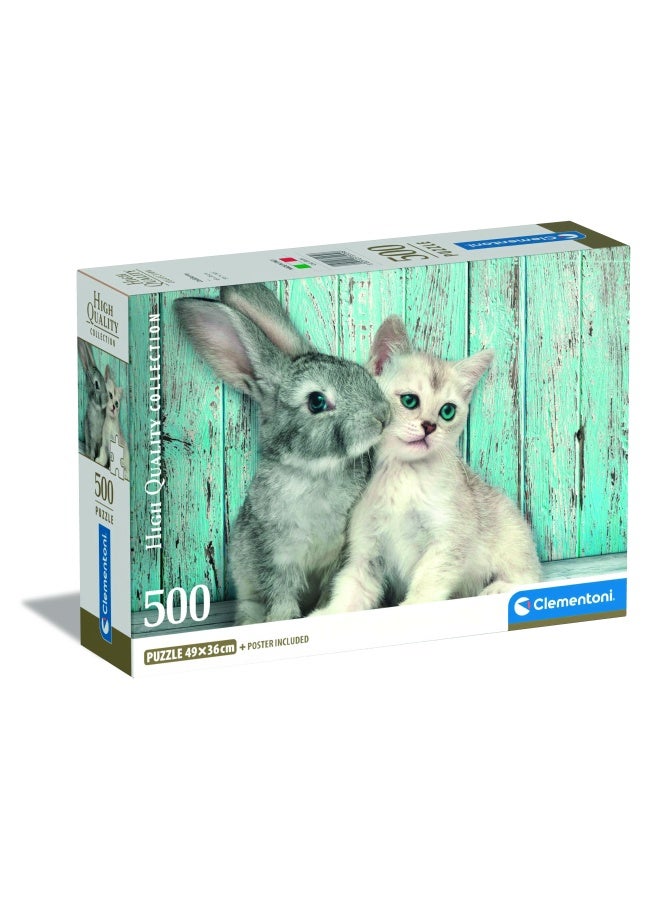Clementoni Puzzle HQC Cat & Bunny+Poster 500pcs - Image 1