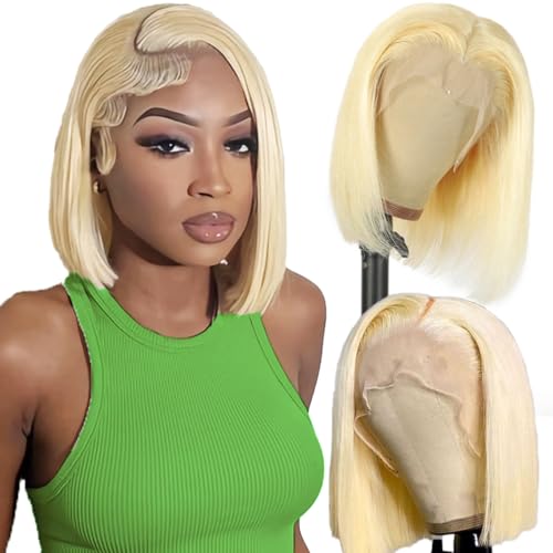 SKYDO 613 Blonde Bob Wig Human Hair 13x4 Bob HD Lace Front Wigs Human Hair 180 Density 613 Bob Wig Pre Plucked Blonde Wigs for Women 12inch - Image 1
