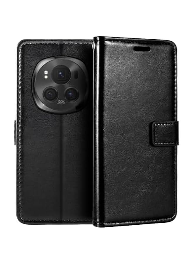 غطاء جلدي فاخر ببولي يوريثين مع غطاء مغناطيسي وحامل بطاقات وحامل لـ هونر ماجيك 6 برو 5جي (6.8) - Image 1