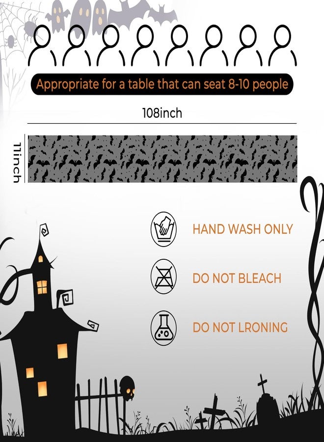 Yonuni Halloween Table Runner, Black Bat Table Runners for Halloween Decor/Party Dinner Table Decoration - Image 3