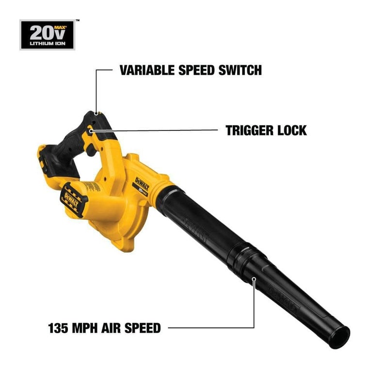 DEWALT 20V MAX Blower, 100 CFM Airflow, Variable Speed Switch, Includes Trigger Lock, Bare Tool Only (DCE100B) - Image 2