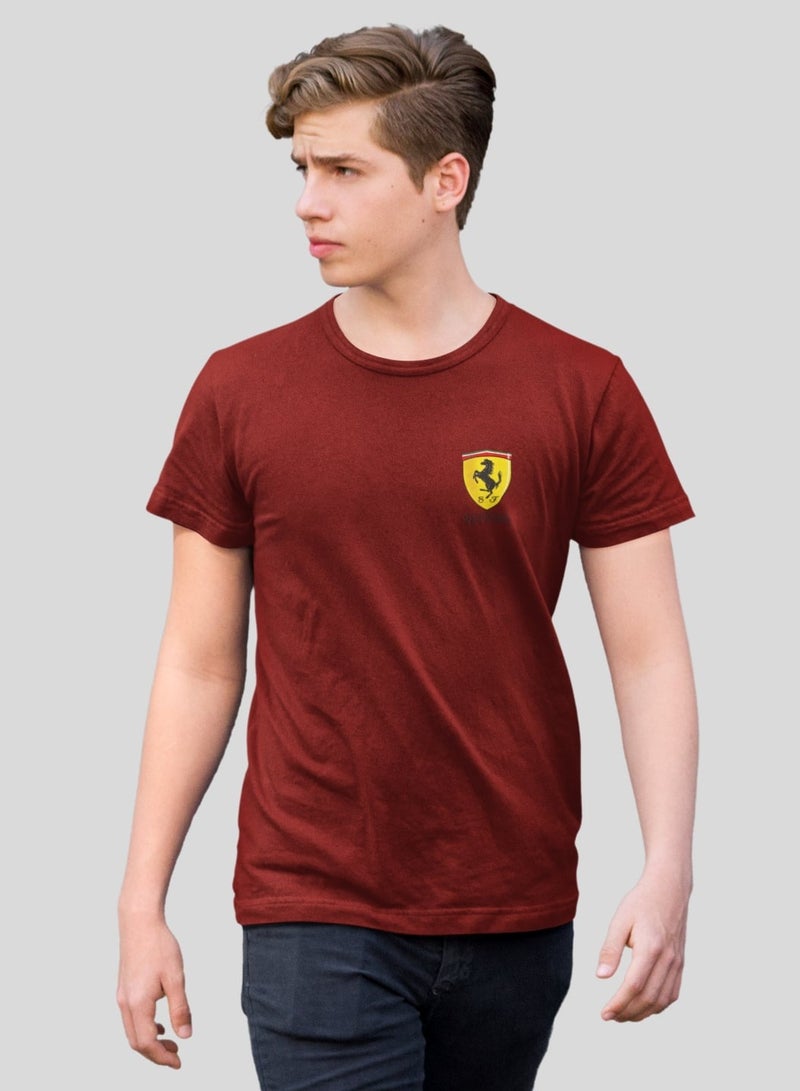 MERCH Ferrari-Inspired Logo Printed Men's Cotton T-Shirt - Where Dreams Drive in Style - Image 1