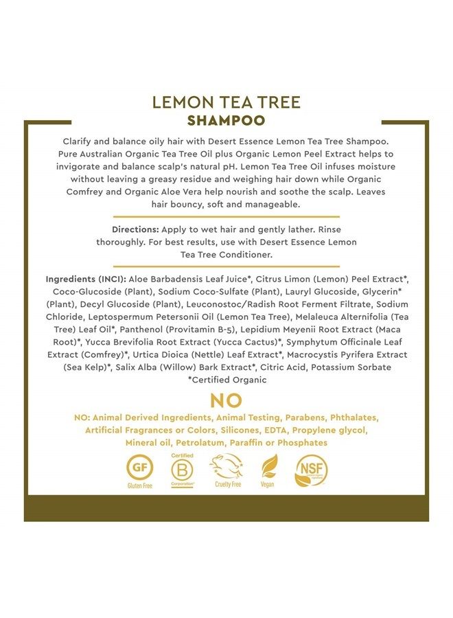 Desert Essence Lemon Tea Tree Shampoo & Conditioner Bundle - 8 Fl Ounce - Clarifying for Oily Hair - Essential Oils - Strengthen & Protect Hair - Effective Cleansing - Image 2