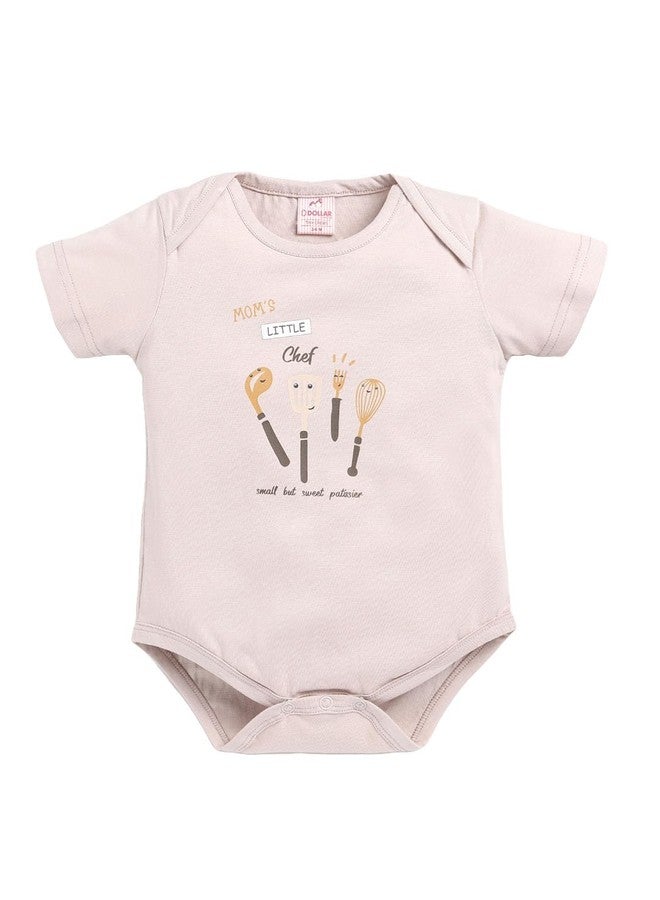 Dollar Tiny Crews Baby Boys & Baby Girls Body Suit - Beige, 3-6M - Image 1