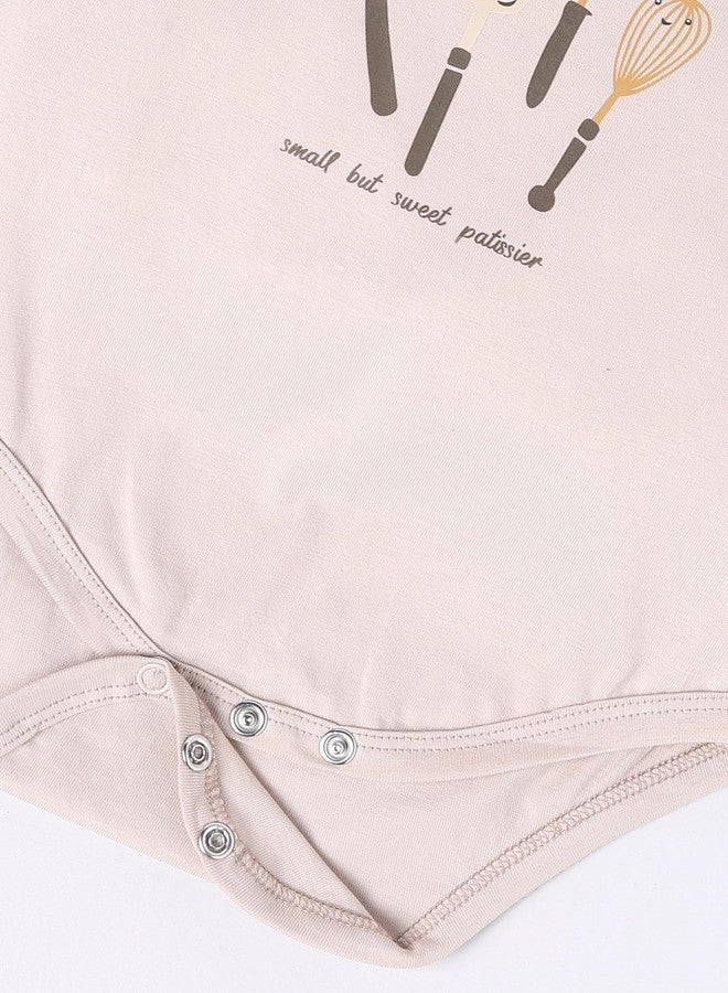 Dollar Tiny Crews Baby Boys & Baby Girls Body Suit - Beige, 3-6M - Image 3