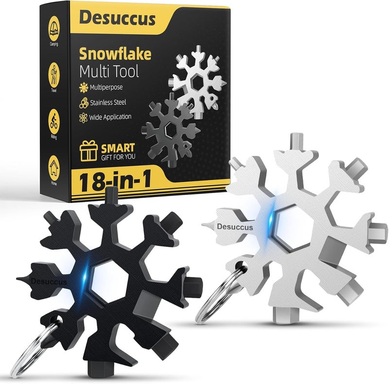 Desuccus 18-in-1 Snowflake Multi Tool, Stainless Steel Snowflake Bottle Opener/Flat Phillips Screwdriver Kit/Wrench, Durable and Portable to Take, Great Christmas Fathers Day Gift(Standard, 2 Pack) - Image 1