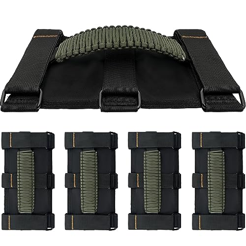 KKIKK Jeep Grab Handles, 4 Pack Paracord Jeep Wrangler Roll Bar Grab Handles for JK TJ JL CJ YJ JKU JLU and Gladiator JT Wrangler Hardware Handle for 2019 2020 2021 2022 2023 2024 Modle - Image 1
