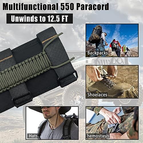 KKIKK Jeep Grab Handles, 4 Pack Paracord Jeep Wrangler Roll Bar Grab Handles for JK TJ JL CJ YJ JKU JLU and Gladiator JT Wrangler Hardware Handle for 2019 2020 2021 2022 2023 2024 Modle - Image 3
