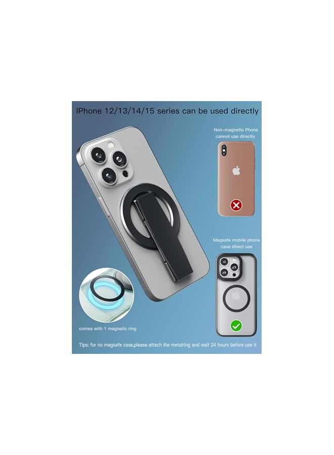 S-TOP Magnetic Phone Ring Stand for MagSafe, Aluminum Alloy Kickstand with Silicone Loop Grip, Secure and Comfortable Phone Holder for iPhone & Android (Comes with 1 Magnet Ring) - Image 3