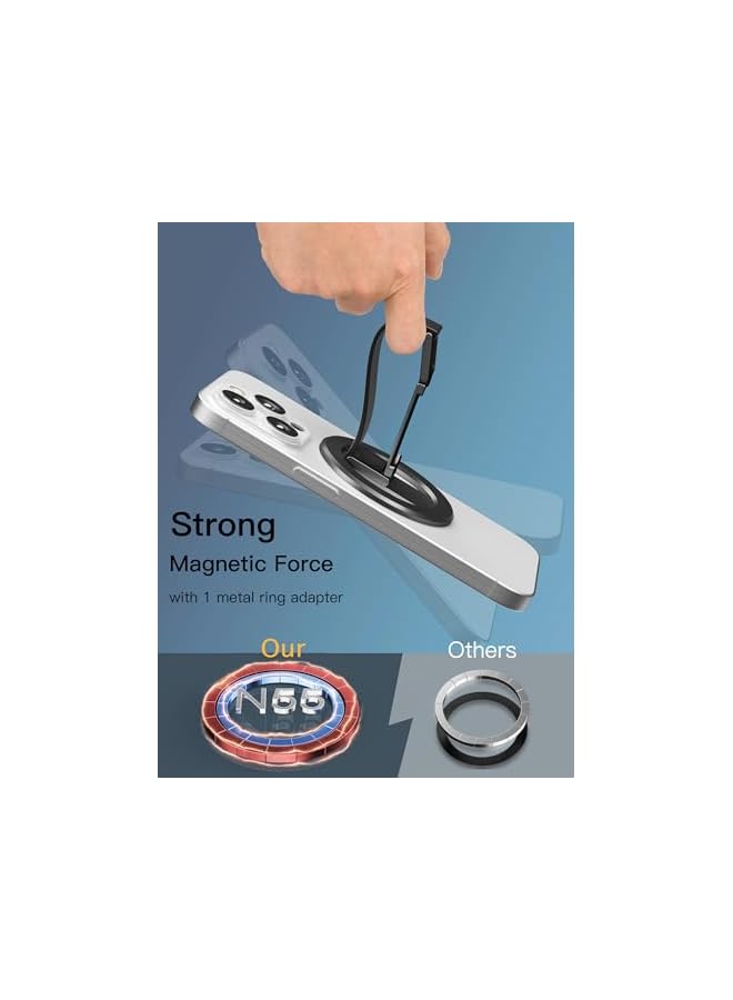 S-TOP Magnetic Phone Ring Stand for MagSafe, Aluminum Alloy Kickstand with Silicone Loop Grip, Secure and Comfortable Phone Holder for iPhone & Android (Comes with 1 Magnet Ring) - Image 2