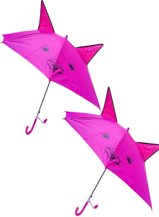 RAINPOPSON Umbrella for Kids Girls & Boys Stylish 2 Pcs Combo Kids Umbrella for Boy Animal Design Small Size Umbrella for Rain (Pink) Pack of 2 - Image 2