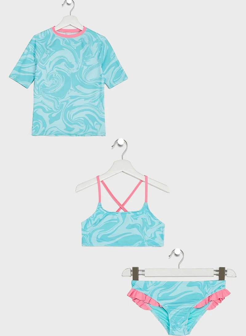 Marks & Spencer Kids 3 Piece Marble Print Swim Set