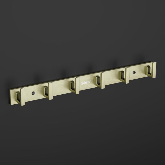 ALUMINIUM STAINLESS STEEL CLOTH HANGER WALL MOUNTED WITH 6 HOOKS FOR BATHROOMKITCHENDOOR CLOTH HANGERTOWEL HANGERKEYS HOLDER 1 ANTIQUE