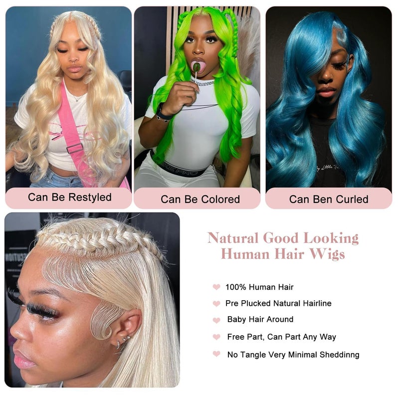 Myecool 30 Inch 613 Lace Front Wig Human Hair 13x5 Straight 613 HD Lace Frontal Wig Human Hair Pre Plucked Bleached Knots for Women(30Inch, Blonde) - Image 5