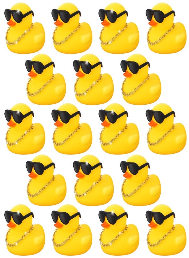 Ferraycle 18 Pcs Mini Rubber Ducks Baby Shower Tiny Rubber Ducks Bulk with Sunglasses, Float Bath Toys Bathtub Duckies Mini Ducks for Shower Birthday Party Favors Carnival Gift (Yellow) - Image 1