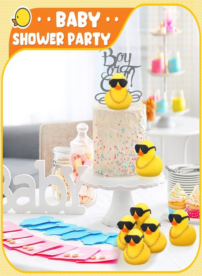 Ferraycle 18 Pcs Mini Rubber Ducks Baby Shower Tiny Rubber Ducks Bulk with Sunglasses, Float Bath Toys Bathtub Duckies Mini Ducks for Shower Birthday Party Favors Carnival Gift (Yellow) - Image 5