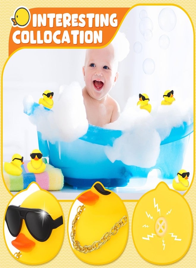 Ferraycle 18 Pcs Mini Rubber Ducks Baby Shower Tiny Rubber Ducks Bulk with Sunglasses, Float Bath Toys Bathtub Duckies Mini Ducks for Shower Birthday Party Favors Carnival Gift (Yellow) - Image 4