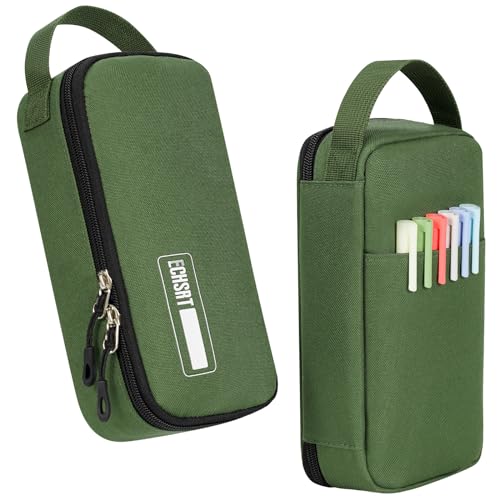 ECHSRT Big Pencil Case Aesthetic Portable Zipper Pencil Bag with Hidden Pocket Special Pouch for Men Women Adults Stationery Organizer Pen Cases for Office TravelArmy Green - Image 1