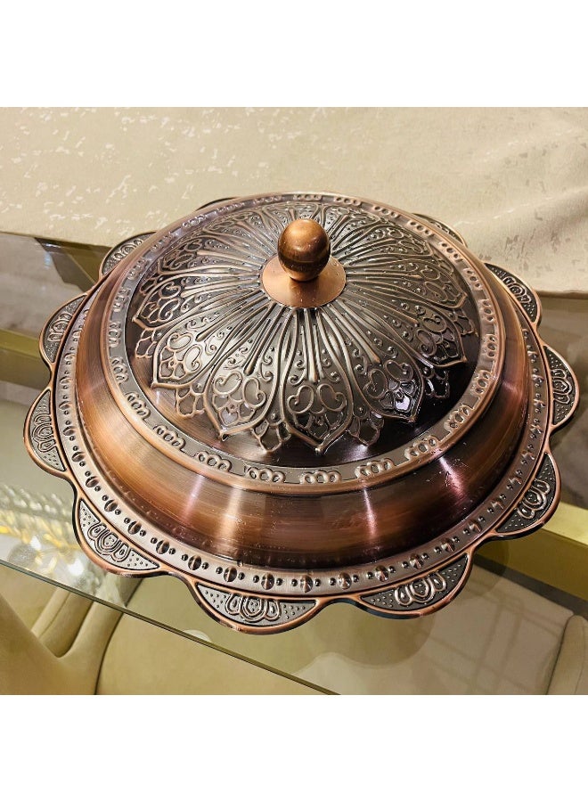 صينية وسرفيس العزومات الفاخرة بغطاء نحاسي لتقديم الكبسة والمندي والمشويات – مثالي للعزائم والمناسبات الخاصة Rg  - Image 4