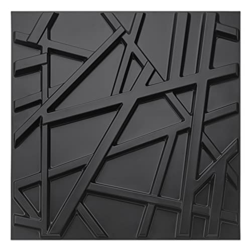 Art3d 197 x 197 Pack of 12 Wall Panel Stripes Black - Image 1