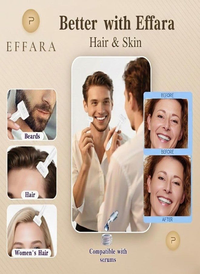 Effara Adjustable Derma Stamp for Hair & Beard Growth - 140 Titanium Microneedles (0-3mm) Professional Microneedling Pen for Face, Skin Repair & Acne Scars - Manual Derma Roller Alternative - Image 4