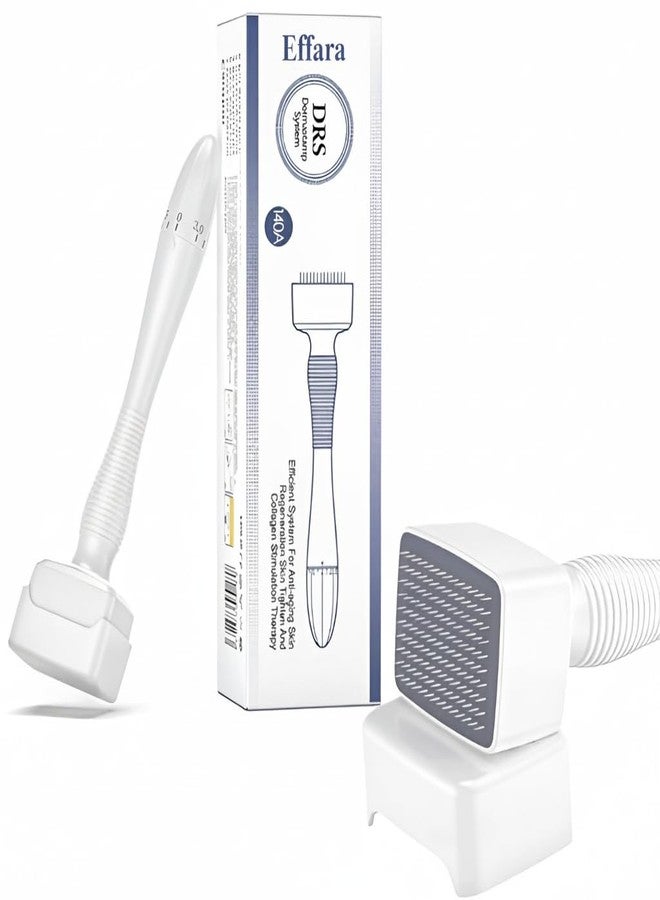 Effara Adjustable Derma Stamp for Hair & Beard Growth - 140 Titanium Microneedles (0-3mm) Professional Microneedling Pen for Face, Skin Repair & Acne Scars - Manual Derma Roller Alternative - Image 1