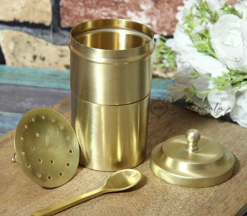 PURI - Brass/Pital South Indian Coffee Filter with DABARA Set and 1 Small Spoon - Matt Finish - 150 ml - Small - Image 5
