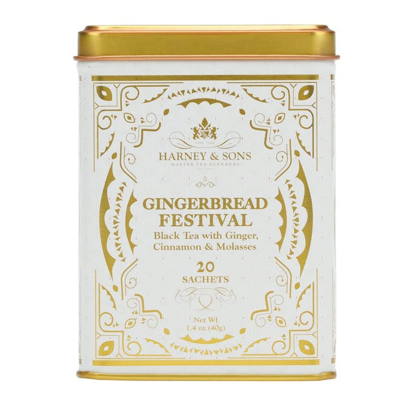 Harney & Sons Gingerbread Festival, Black Tea with Ginger & Cinnamon, 20ct sachet tin - Image 1