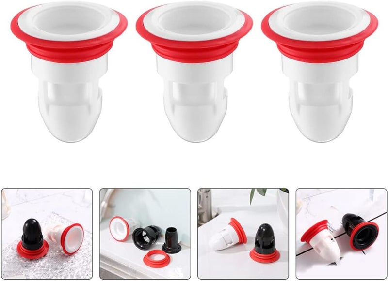 klarako One- Way Drain Valve Sewer Core 3pcs Floor Drain Silicone Sleeve Shower Floor Drain Backflow Preventer Sewer Core Home Anti- odor Plugs - Image 3