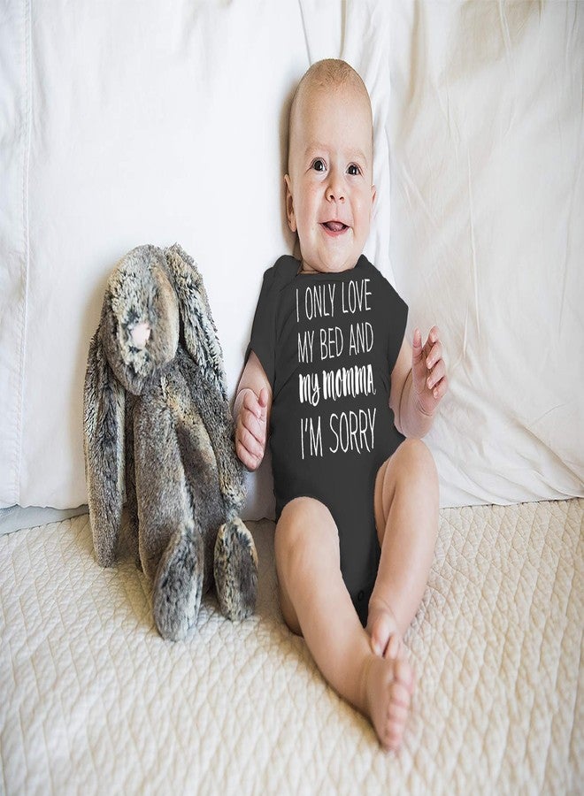 Funnwear أحب سريري وأمي، آسف - بدلة أطفال أساسية مضحكة - ملابس بنات حديثات الولادة (6 أشهر، أسود) - Image 2
