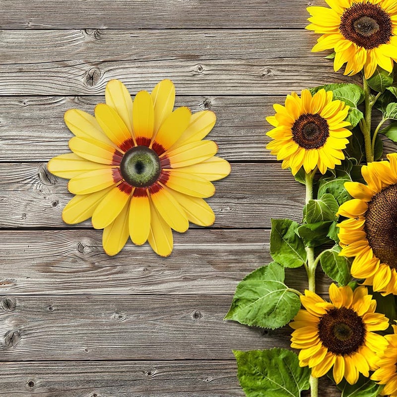 YEAHOME Sunflower Garden Decor, 11'' Metal Flower Wall Decor, Yard Hanging Wall Art Decorations for Kitchen, Bathroom, Living Room, Spring Boho Art for Indoor Outdoor - Image 3